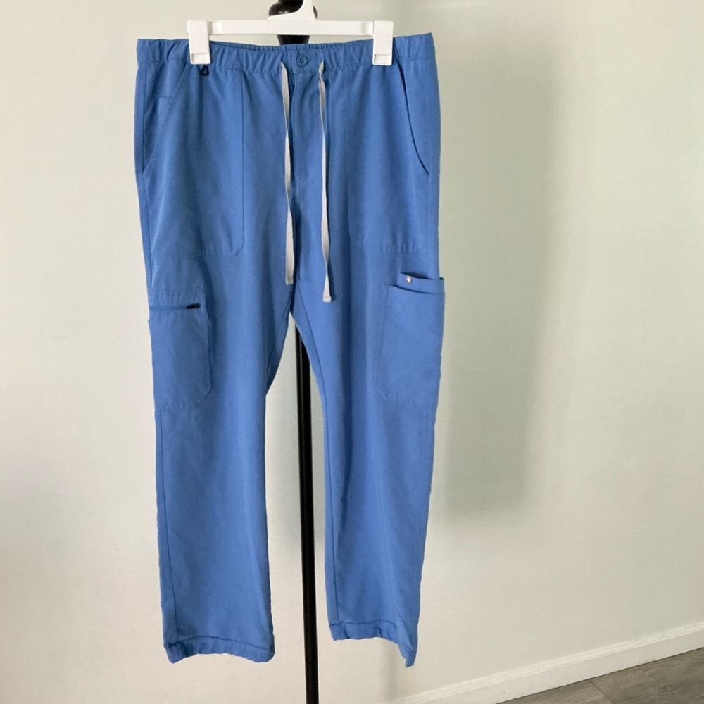 FIGS Cairo Cargo Scrub Pants Men’s Large Blue TM3001 Drawstring